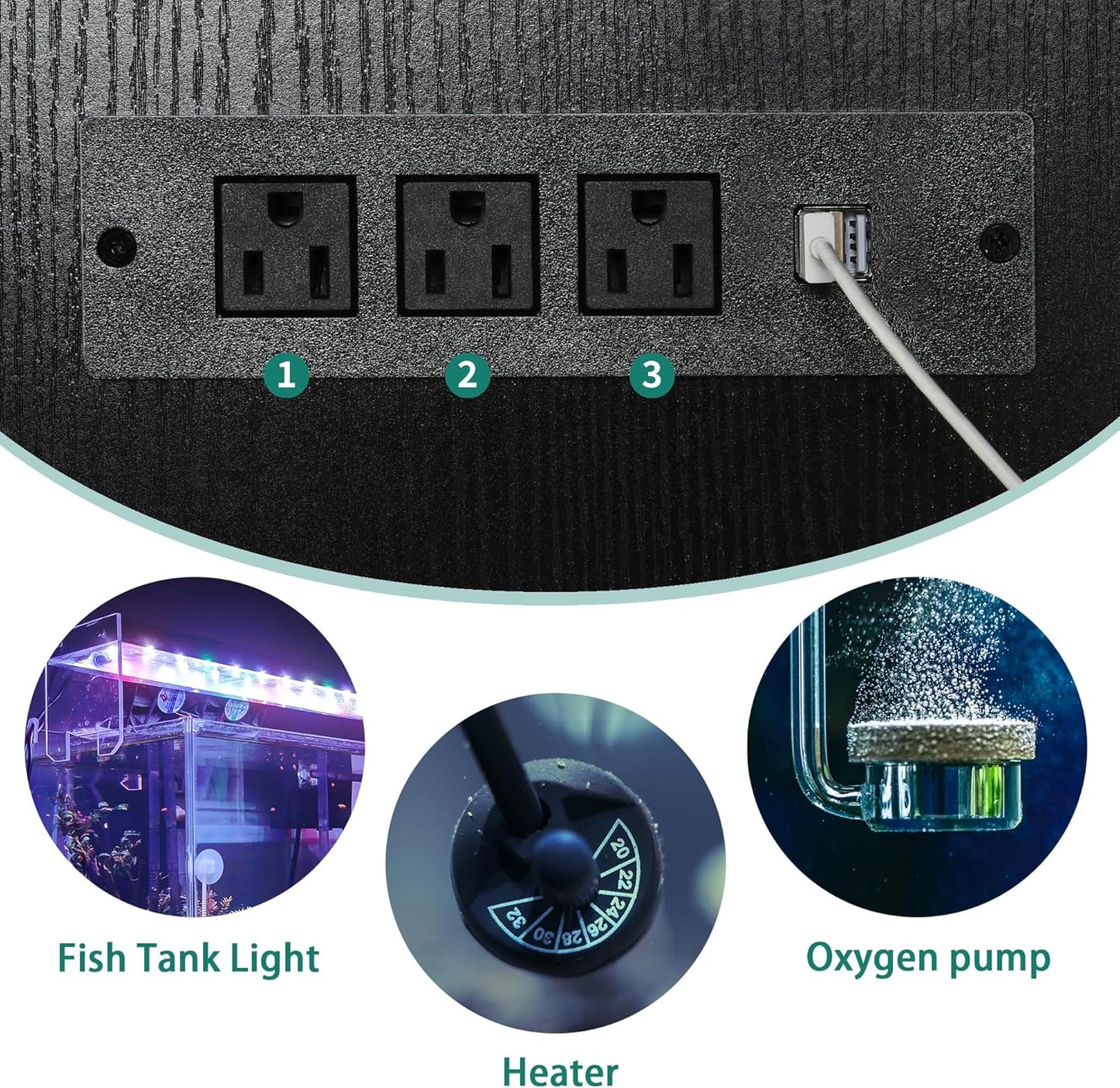 YITAHOME 90-120 Gallon Reptile Tank Stand with Power Outlet & LED Light, Heavy Duty Aquarium Stand w Accessories Storage Cabinet - Metal Fish Tank Stand for Turtle, Reptile, 2000LBS Capacity, Black