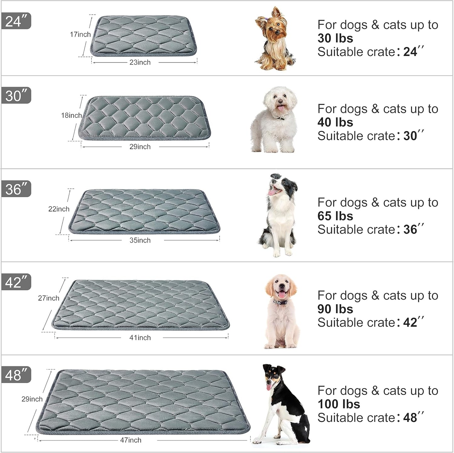 Dog Crate Mats,Soft Kennel Pads Washable with Anti-Slip Bottom,Dog Kennel Pads for Sleeping,Pets Mattress Cat Dog Beds for Large Medium Dogs(41x27,Grey)