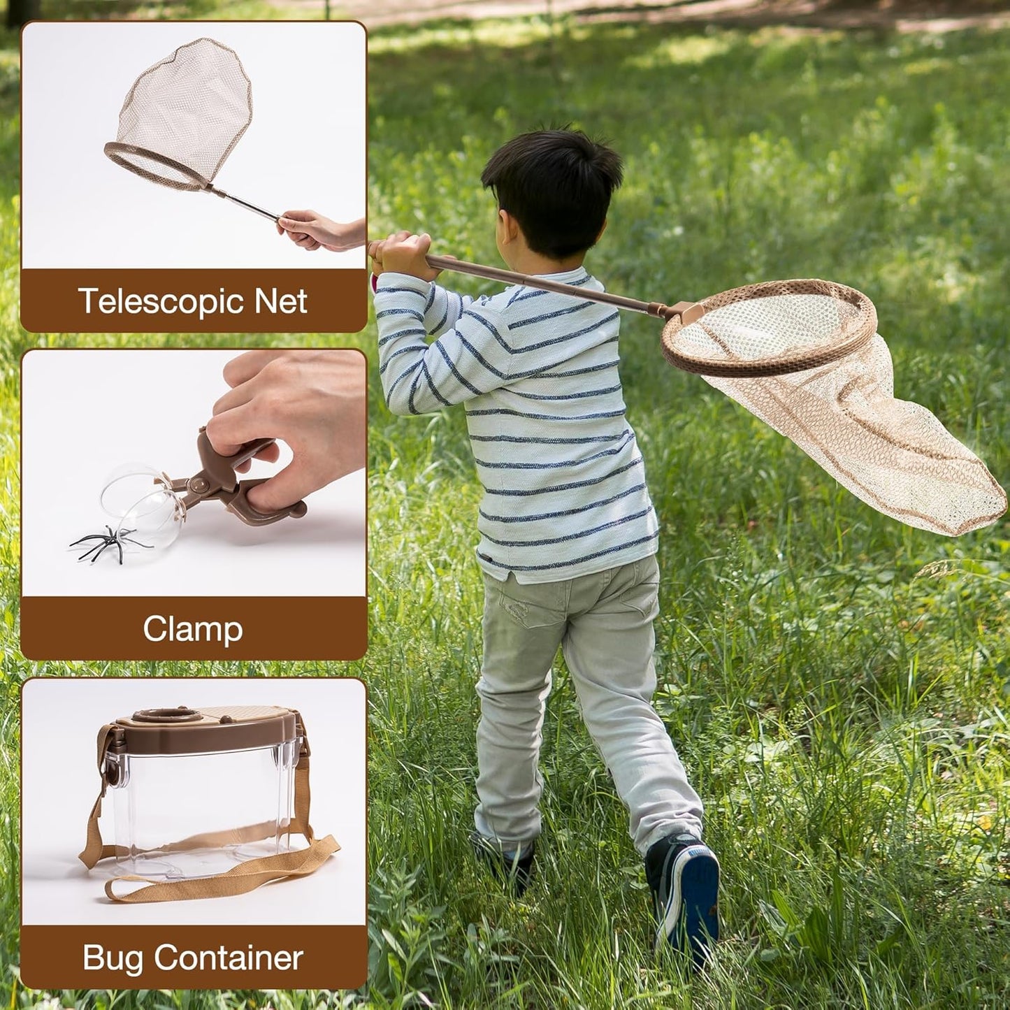 ROBUD Kids Explorer Kit, Bug Catcher Kit with Bag Kit, Outdoor Exploration Set for Camping, Montessroi Toy for Kids Coming Closer to Nature，WRP07