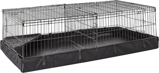 Amazon Basics Leakproof Canvas Bottom Guinea Pig Pet Cage with Divider Set, Black, 47.6"L x 24.2"W x 14.0"H
