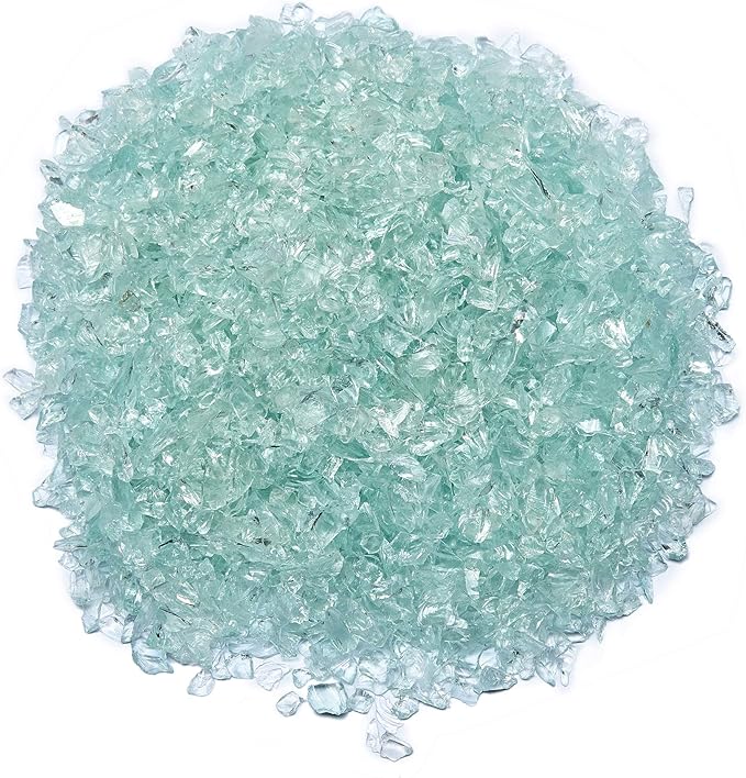 TWINKLING High Luster Crushed Glass Glitter, Broken Glass, Fire Glass Gems Chips for Fire Pit, DIY Resin Art, Epoxy Crafts, Geode Painting, Aquarium Decoration, 6-9mm(370g/13oz.) (Aqua)