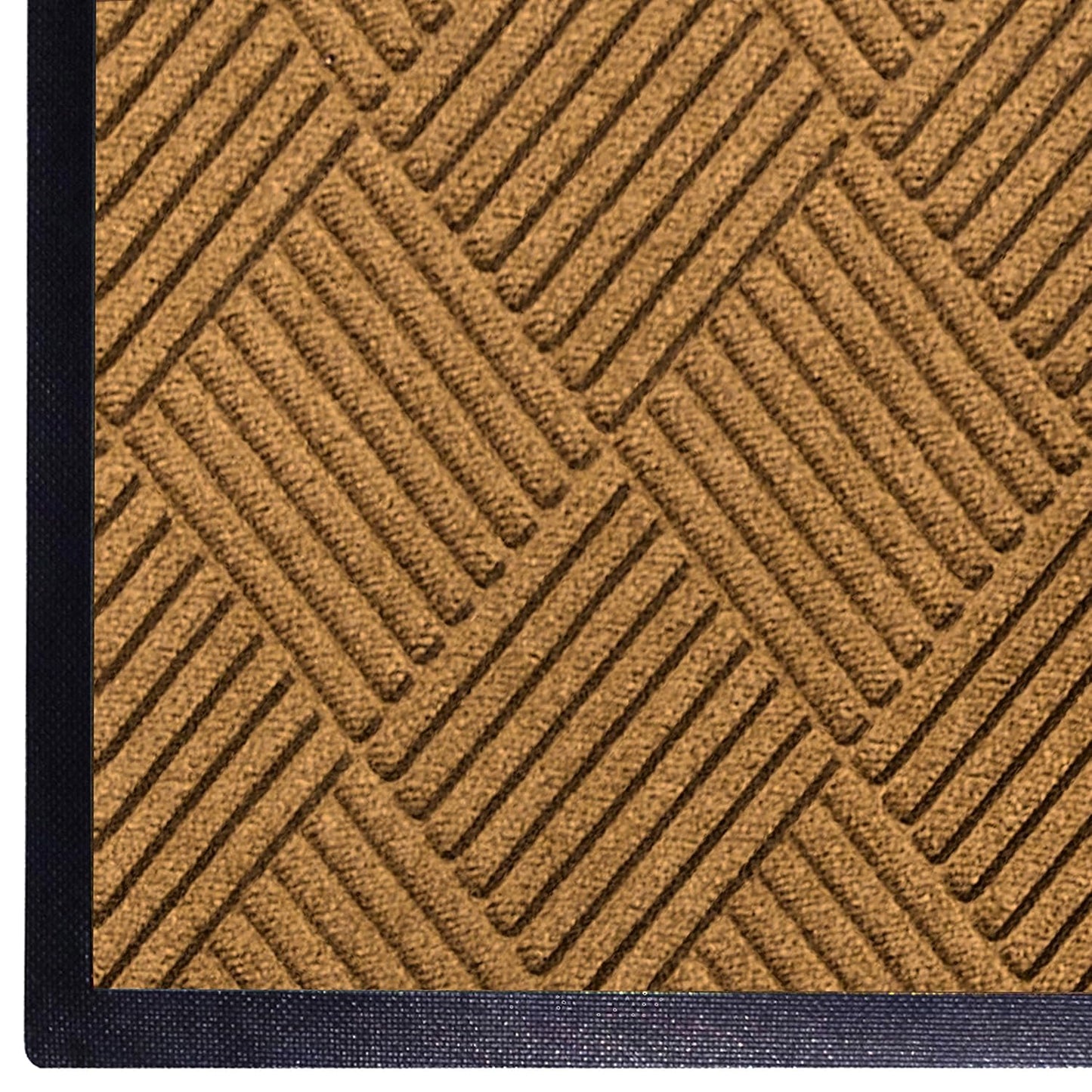 WaterHog Diamond | Commercial-Grade Entrance Mat with Rubber Border – Indoor/Outdoor, Quick Drying, Stain Resistant Door Mat (Medium Brown, 6' x 6')