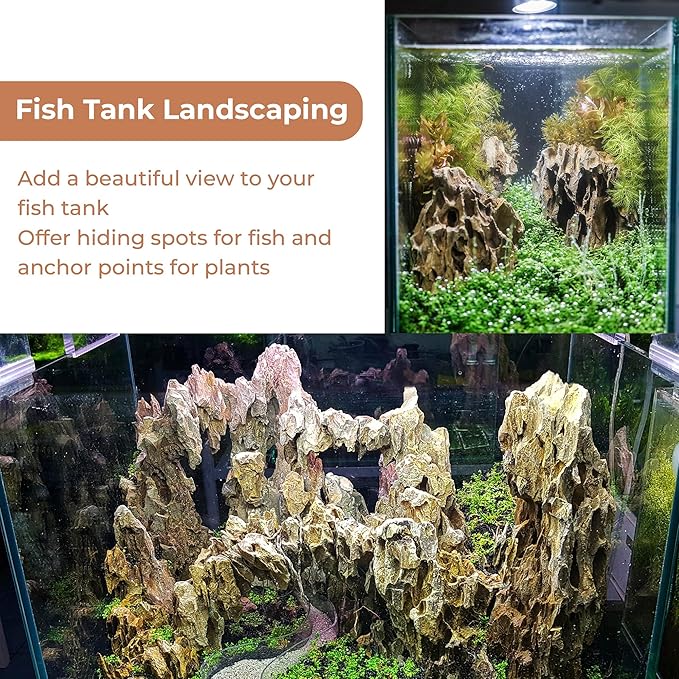 6-8 Inches Natural Dragon Stone 6 PCS Aquarium Rocks for Aquascaping, Aquarium Landscaping, Terrariums, Fish Tank Decoration, Vivariums, Paludarium, Reptile and Amphibian Enclosures