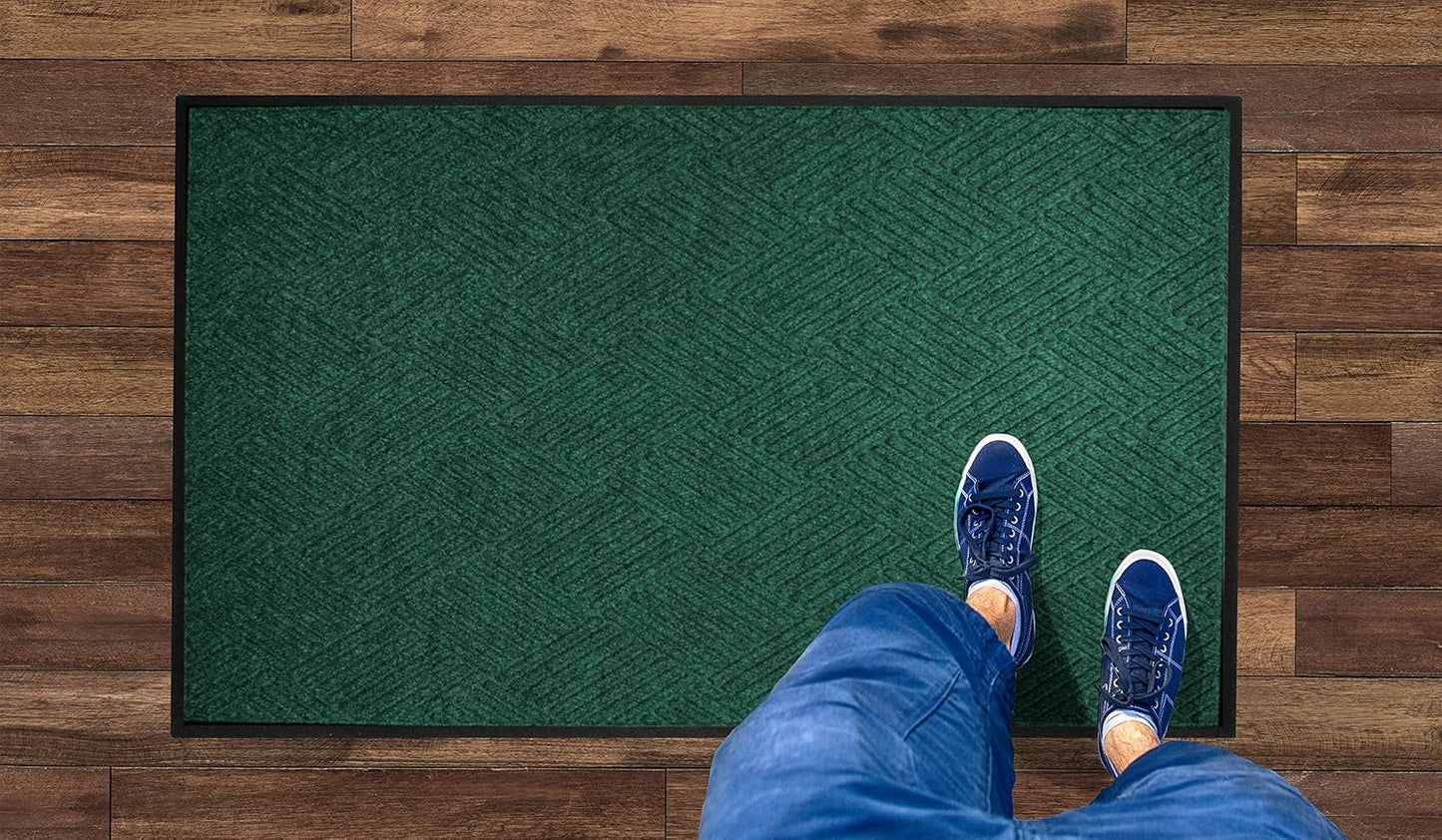 M+A Matting WaterHog Diamond | Commercial-Grade Entrance Mat with Rubber Border – Indoor/Outdoor, Quick Drying, Stain Resistant Door Mat (Evergreen, 6' x 8')