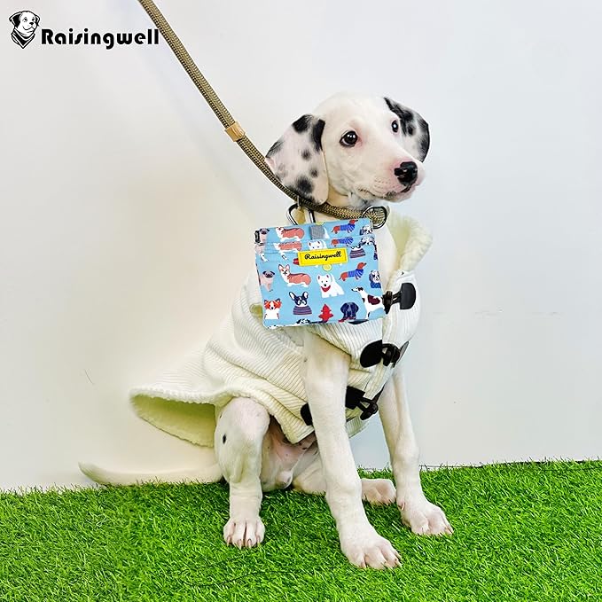 Dog Treat Pouch,Cotton Pocket Sized Training Holder, Hand Free Walking Funny Bag with Carabiner, Self-Closing Pet Feed Snack Reward, Behavior Aids for Puppy Travel or Outdoor Use（Dog Puzzle）