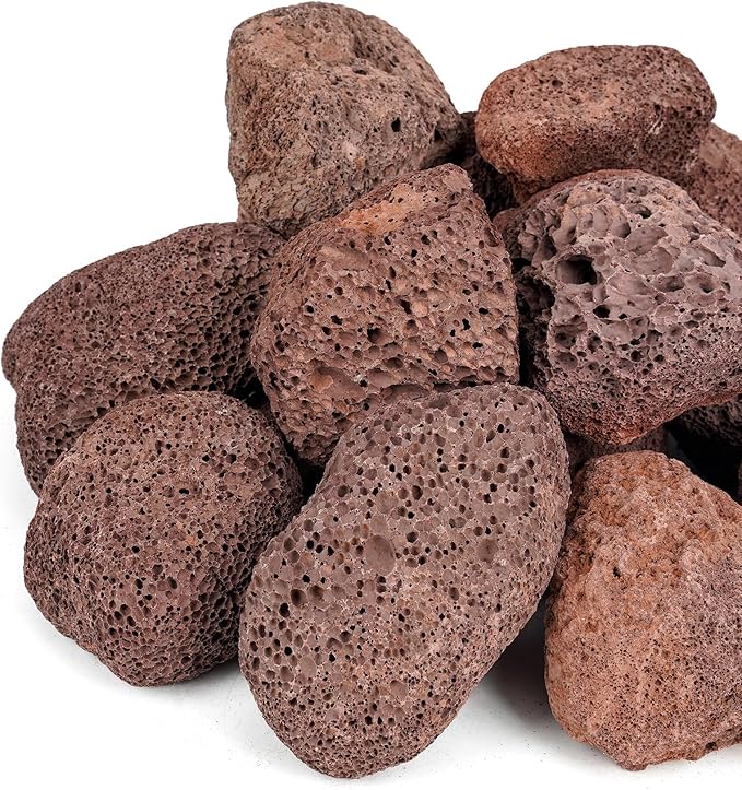 Mr. Fireglass Lava Rock Granules, Large Red Volcanic Lava Rock for Fire Bowls, Fire Pits, Gas Log Sets, Indoor or Outdoor Fireplaces - 10 Pounds (2.75"-5")