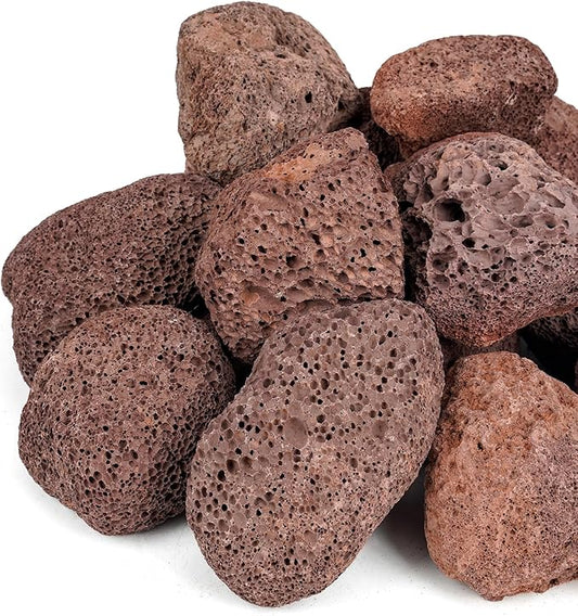 Mr. Fireglass Lava Rock Granules, Large Red Volcanic Lava Rock for Fire Bowls, Fire Pits, Gas Log Sets, Indoor or Outdoor Fireplaces - 10 Pounds (2.75"-5")