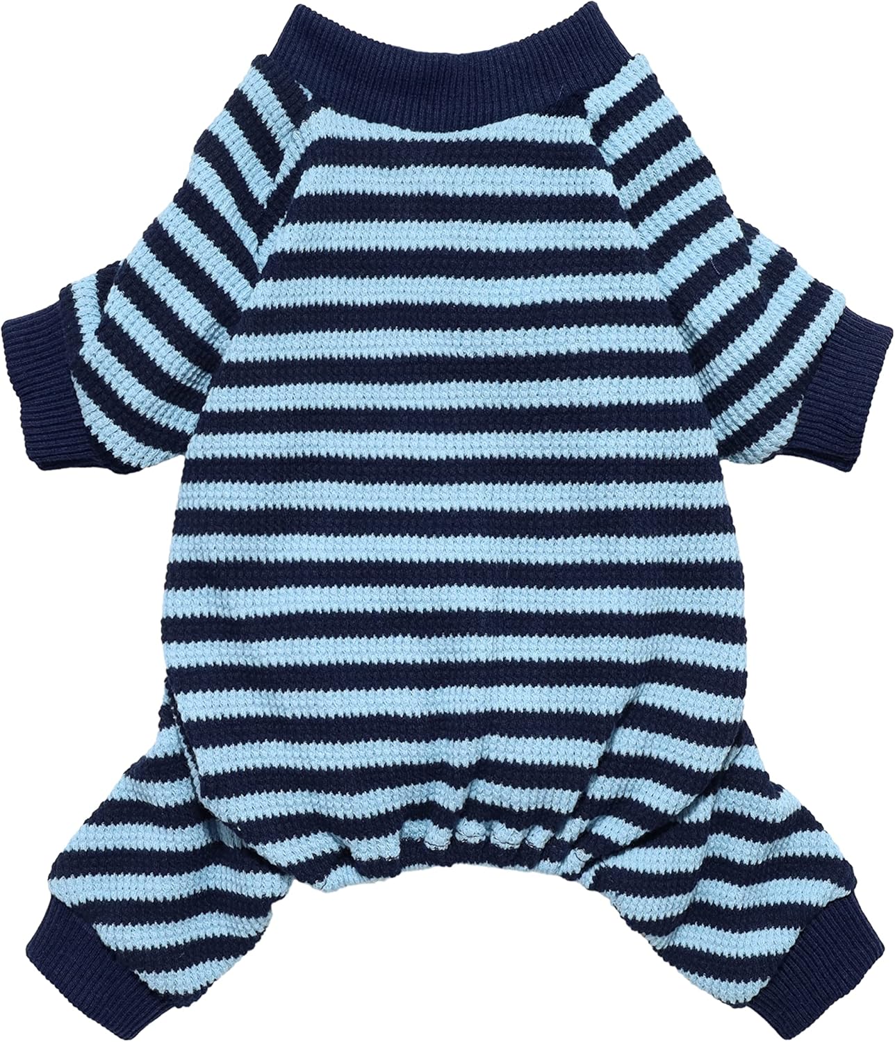 Fitwarm Blue and White Striped Dog Pajamas, Waffle Dog Clothes for Small Dogs Girl Boy, Puppy Onesie with Feet, Pet Cat Outfit, Large