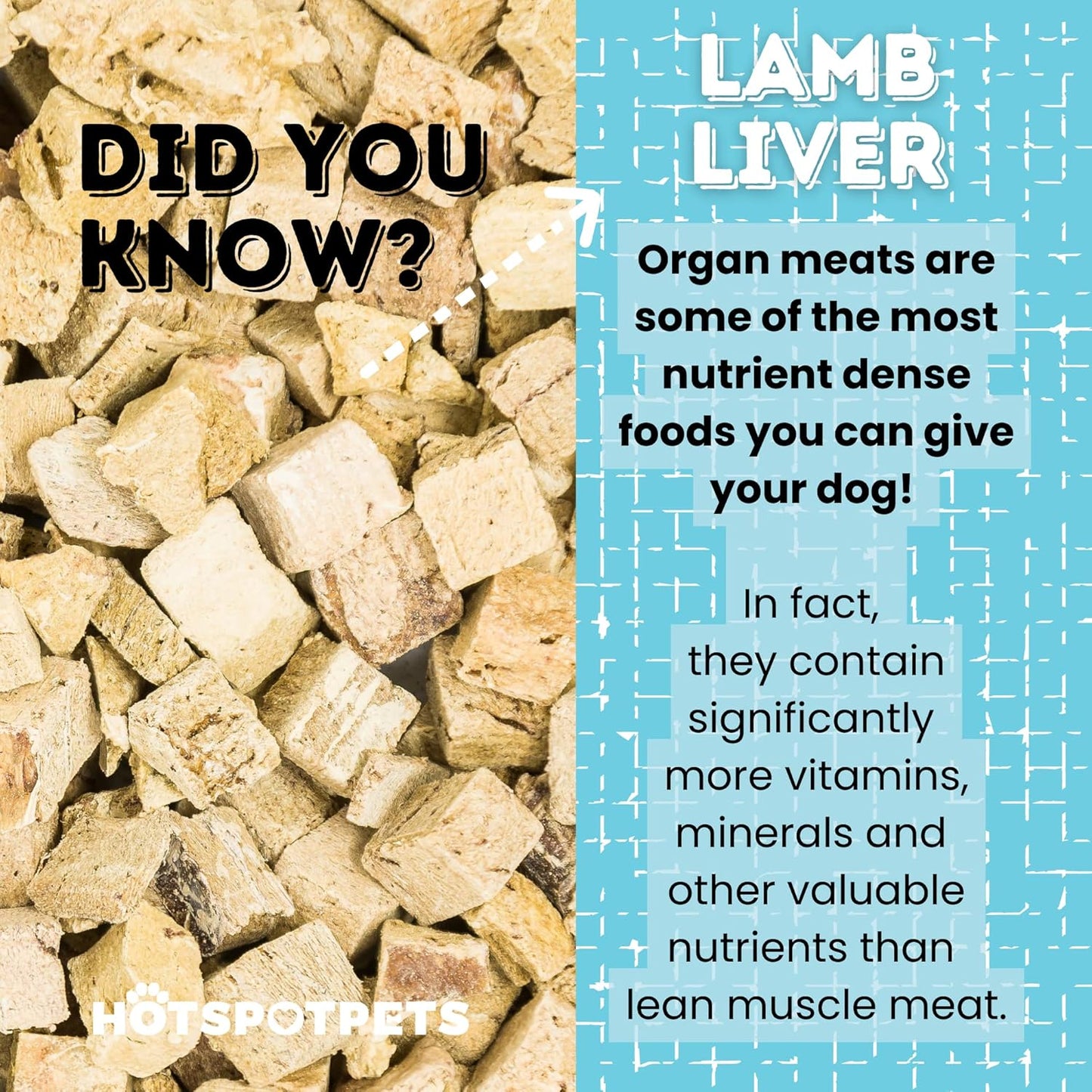 hotspot pets Lamb Liver Treats, 1LB Bag, All Natural Grain-Free Cat & Dog Training Topper Snack, Single Ingredient, Made in USA