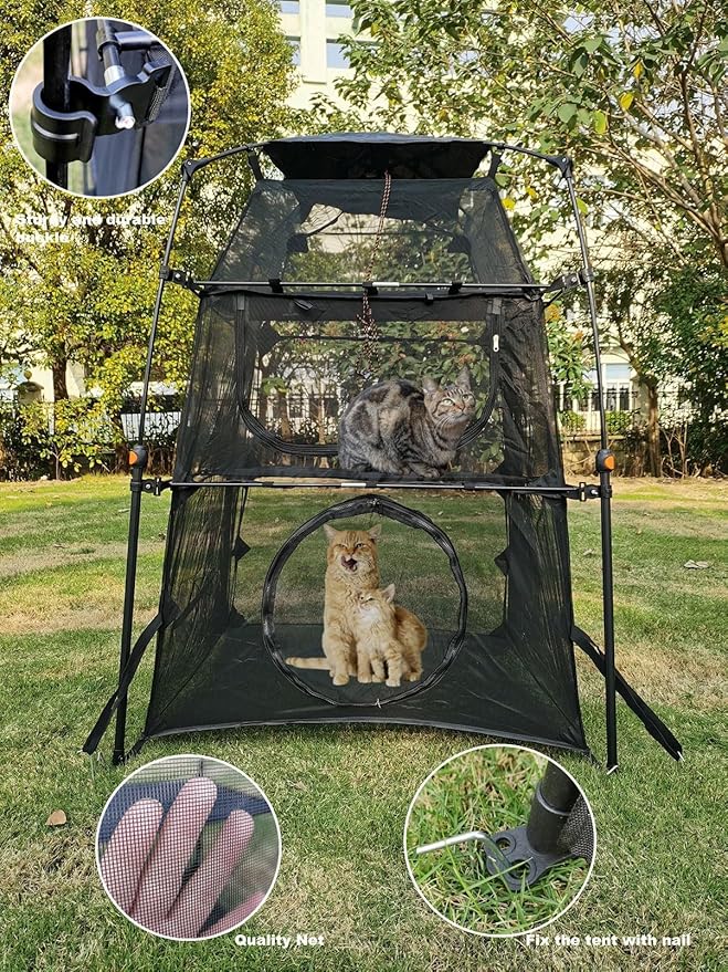 Portable Large Pop Up Pet Cat Tents Enclosures for Outside Patio