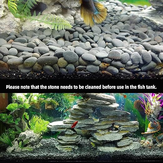 7LB River Rocks Mexican Beach Pebbles for Garden Landscape Plants Paving Grey (1Inch)