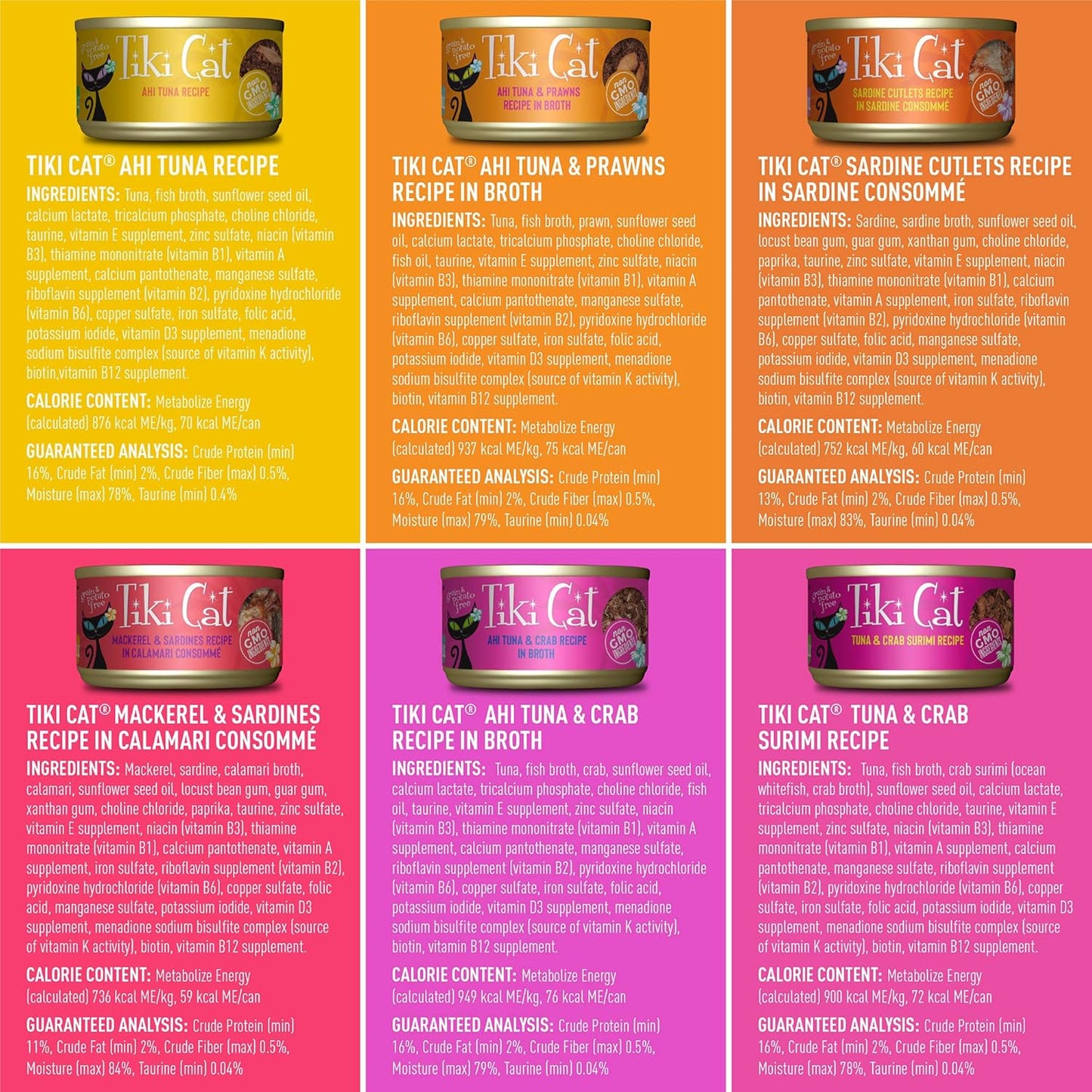 Tiki Cat Seafood Selects, Ultimate Variety Pack, 36 High Protein Servings with Real Flaked Fish, Wet Cat Food Mega Pack, 2.8 and 3 oz. Cans (Pack of 36)