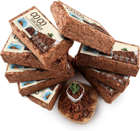 Coco Chips for Plant - COCOUNT SHEL 9 Pack Organic Coconut Husk Chips with Low EC & PH Balanced, High Expansion Coconut Substrate Coco Husk Mulch for Garden, Flowers and Reptile