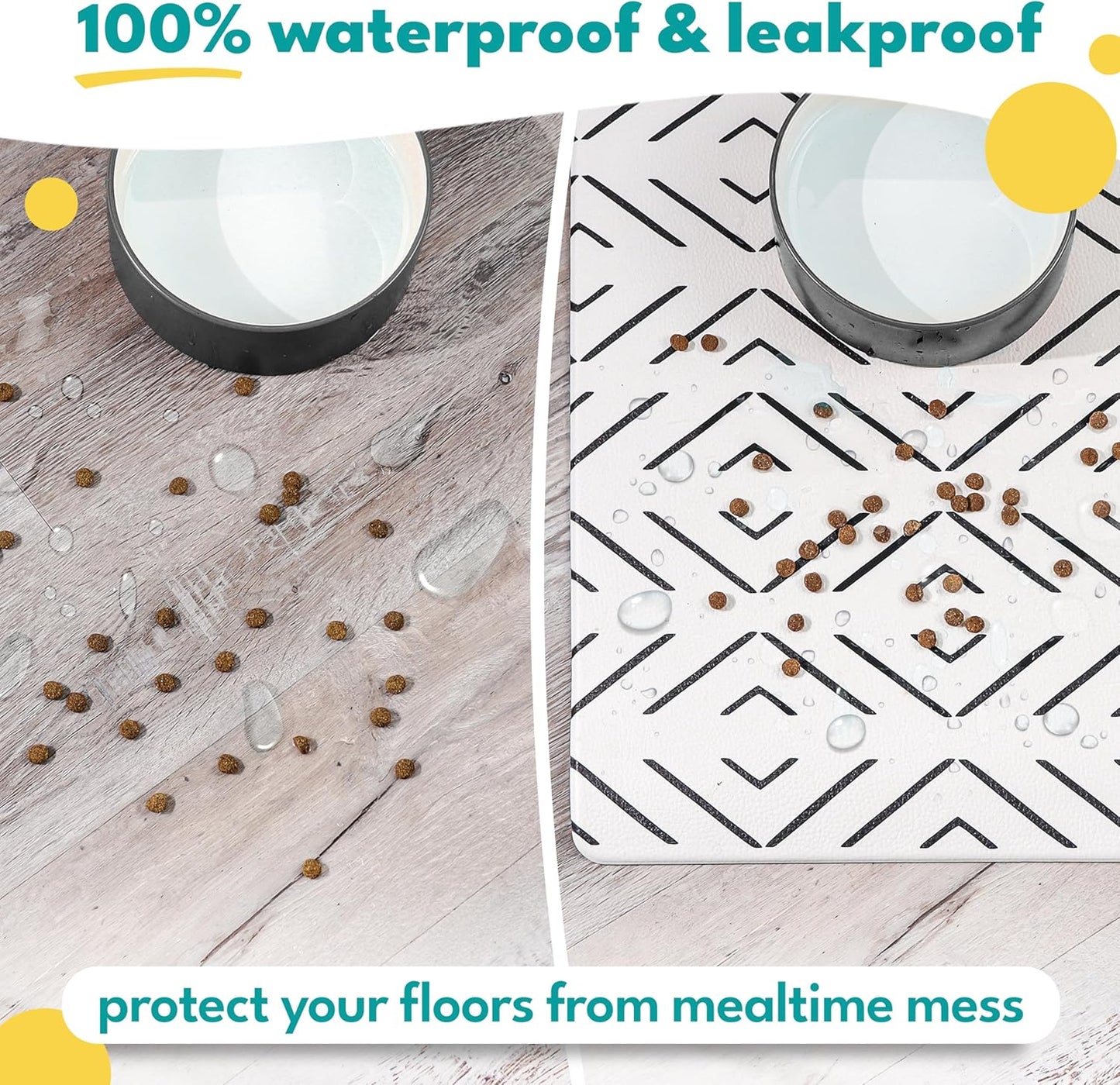 NALALAS Large Dog Mat for Food and Water, Cat Feeding Mat | Large Waterproof Dog Bowl Mat | Non-Slip Pet Food Mat for Floors | Pet Mats for Food and Water | Easy to Clean