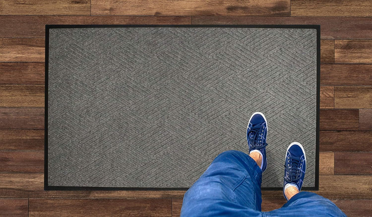 M+A Matting WaterHog Diamond | Commercial-Grade Entrance Mat with Rubber Border – Indoor/Outdoor, Quick Drying, Stain Resistant Door Mat (Charcoal, 6' x 12')