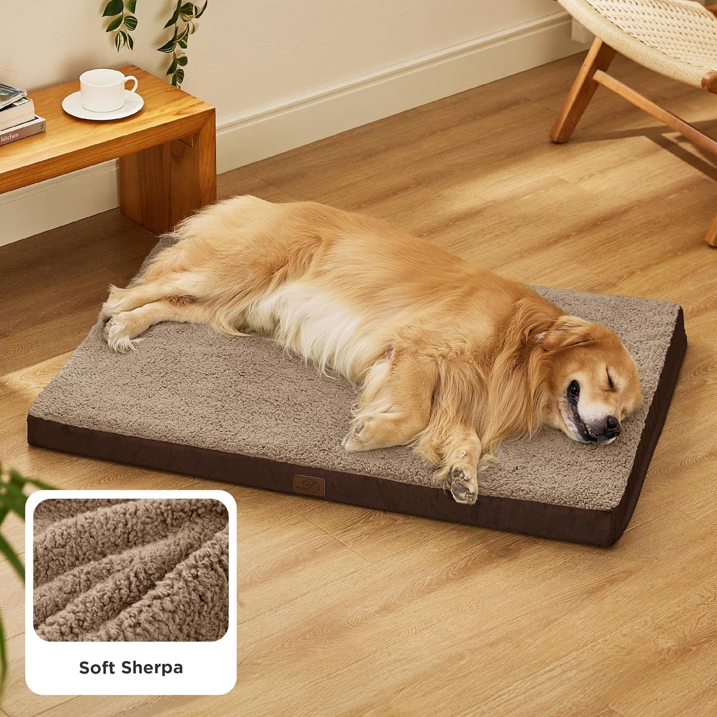 Bedsure XL Dog Beds Large Sized Dog -Orthopedic Flat Extra Large Pet Beds with Removable Washable Cover, Egg Crate Foam Mat, Suitable for Pet Up to 100 lbs