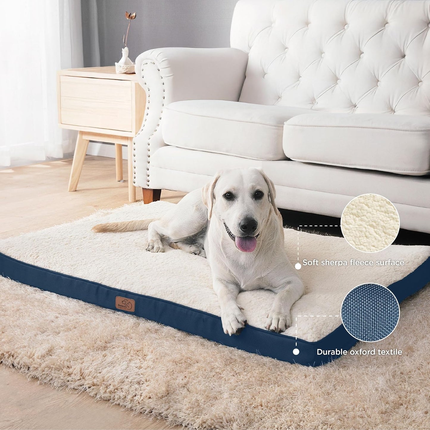 Bedsure Dog Beds Large Sized Dog - Orthopedic Flat Pet Beds with Removable Washable Cover, Egg Crate Foam Puppy Mat, Suitable for Pet Up to 65 lbs