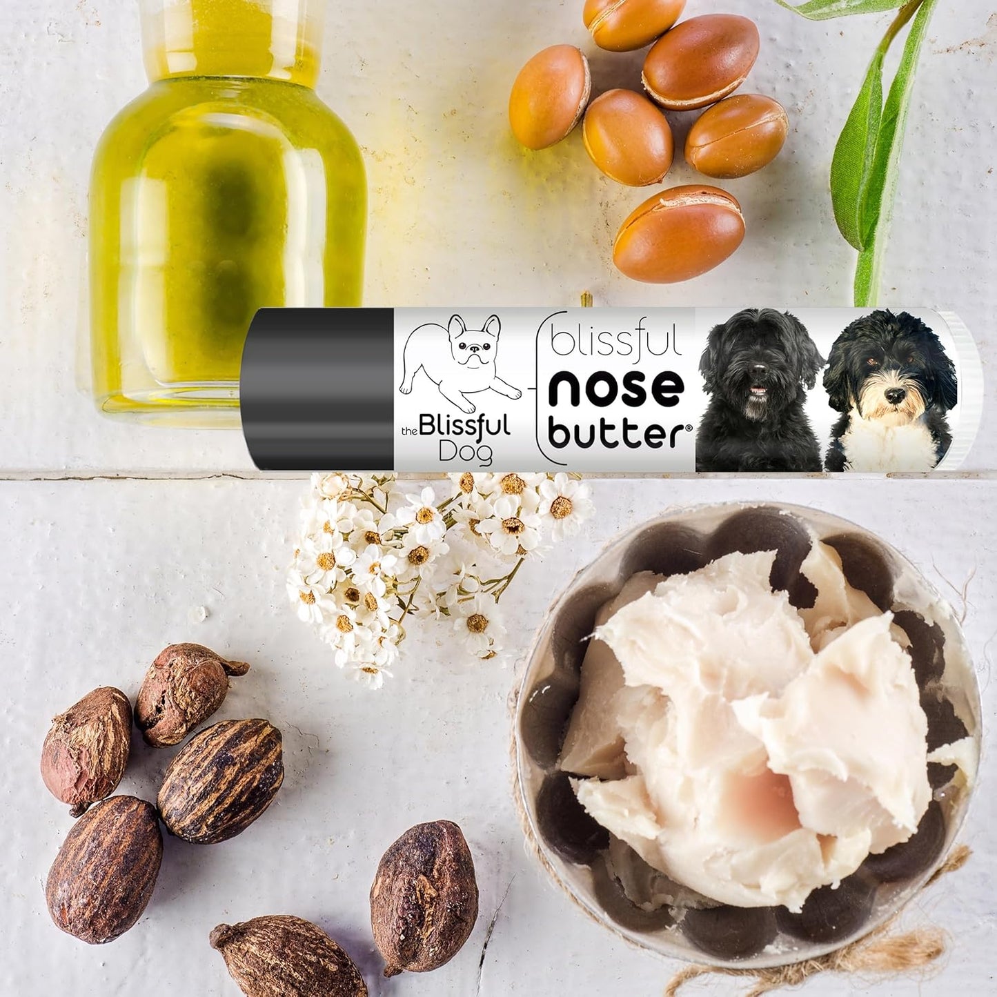 The Blissful Dog Portuguese Water Dog Nose Butter for Dry, Cracked Skin, Lick-Safe Dog Nose Balm with Moisturizing Shea Butter, Almond, Olive, and Essential Oils, Pet Supplies, Uncented, 0.15 oz.