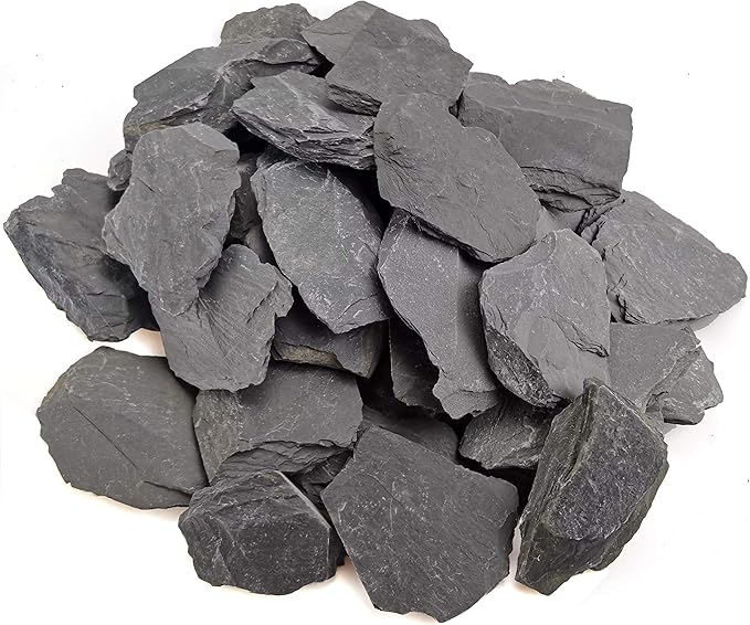 Voulosimi Natural Slate Rocks PH Neutral Stone Perfect Rocks for Aquariums, Landscaping Model,Tank Decoration,Amphibian Enclosures (10 LB, 3-5 inch)