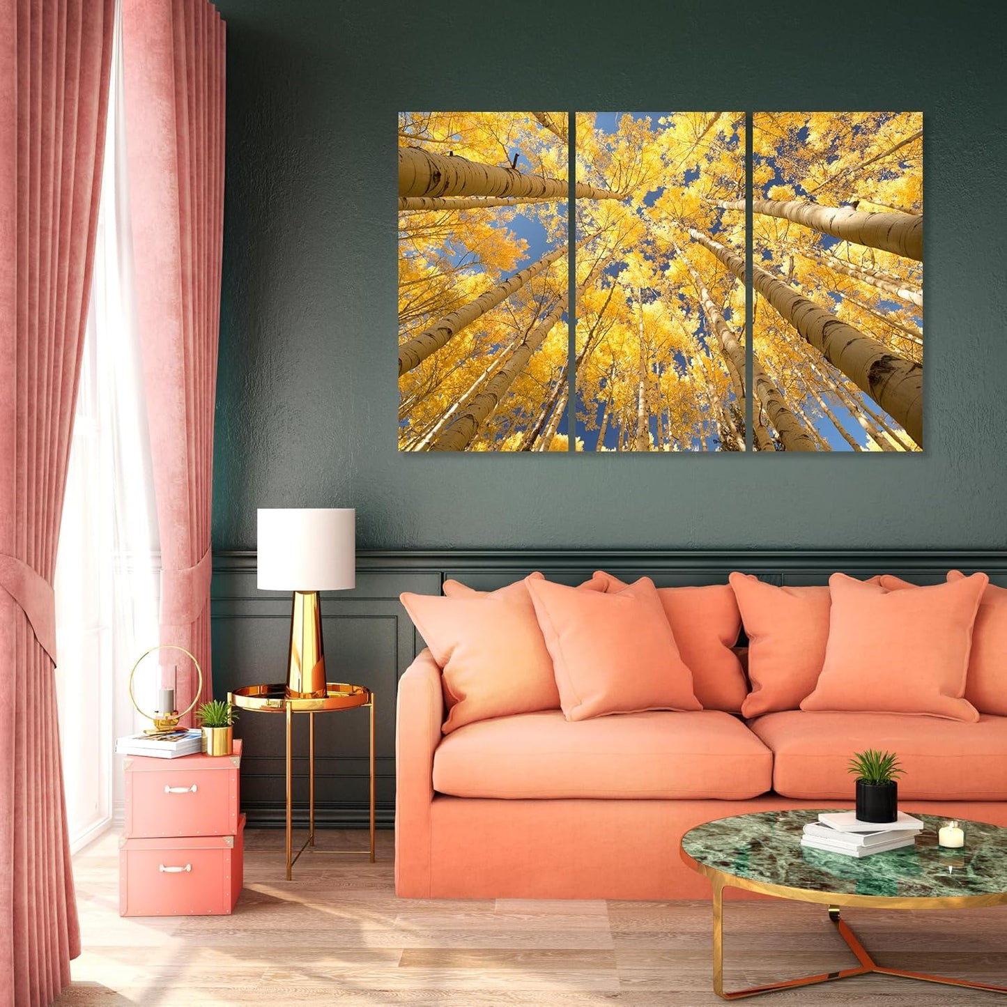 Nature Wall Art Prints - Ocean Forest Mountain Lake Canvas Landscapes - Small to Extra Large Living Room Bedroom Kitchen Bathroom Décor (Reaching for the Sky, 31L" x 47W" - 3 Panels)