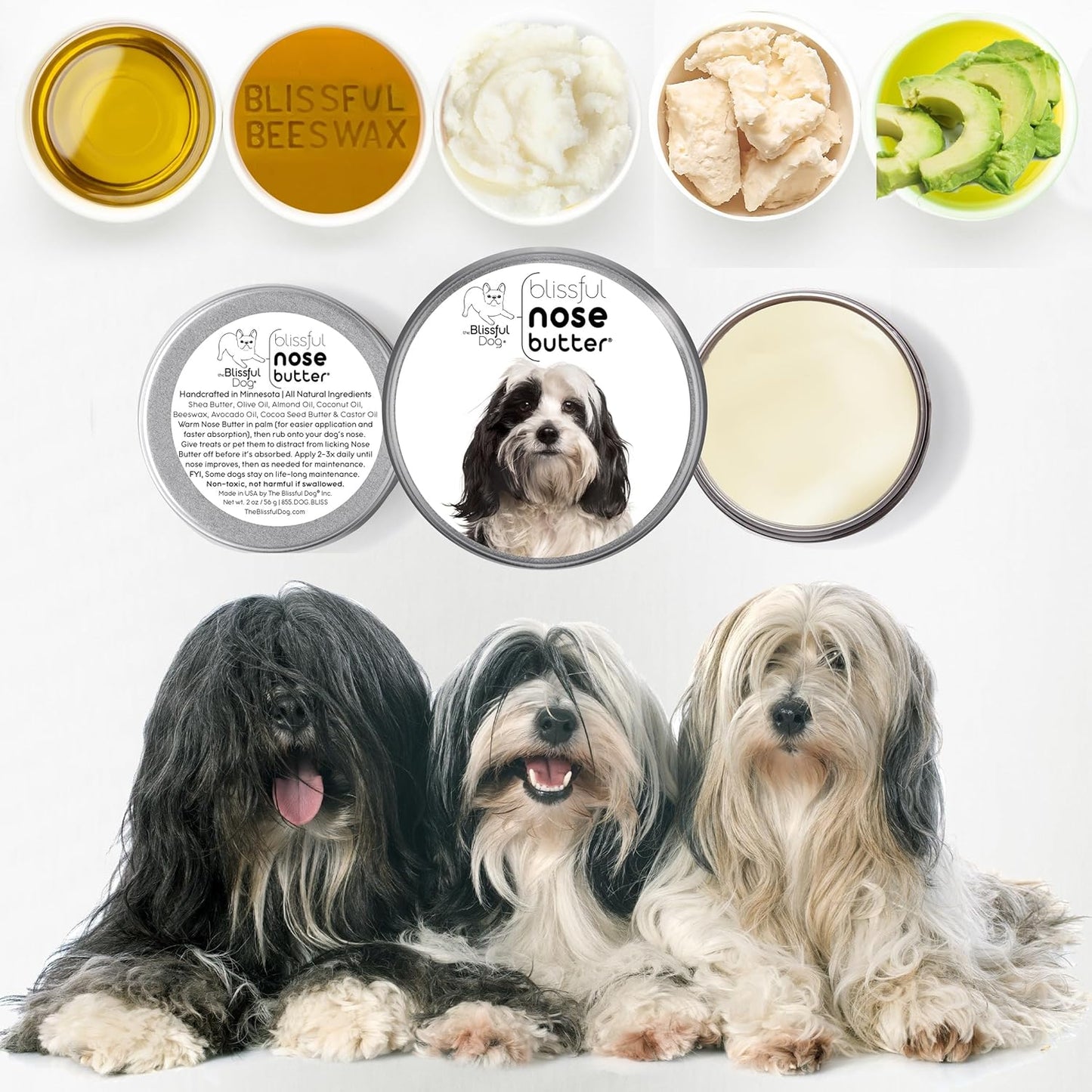 The Blissful Dog Tibetan Terrier Unscented Nose Butter - Dog Nose Butter, 4 Ounce