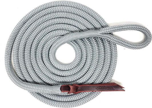Double Braid Lead Rope with Eye Splice Loop, 12-14FT Lengths (Grey, 14 ft.)