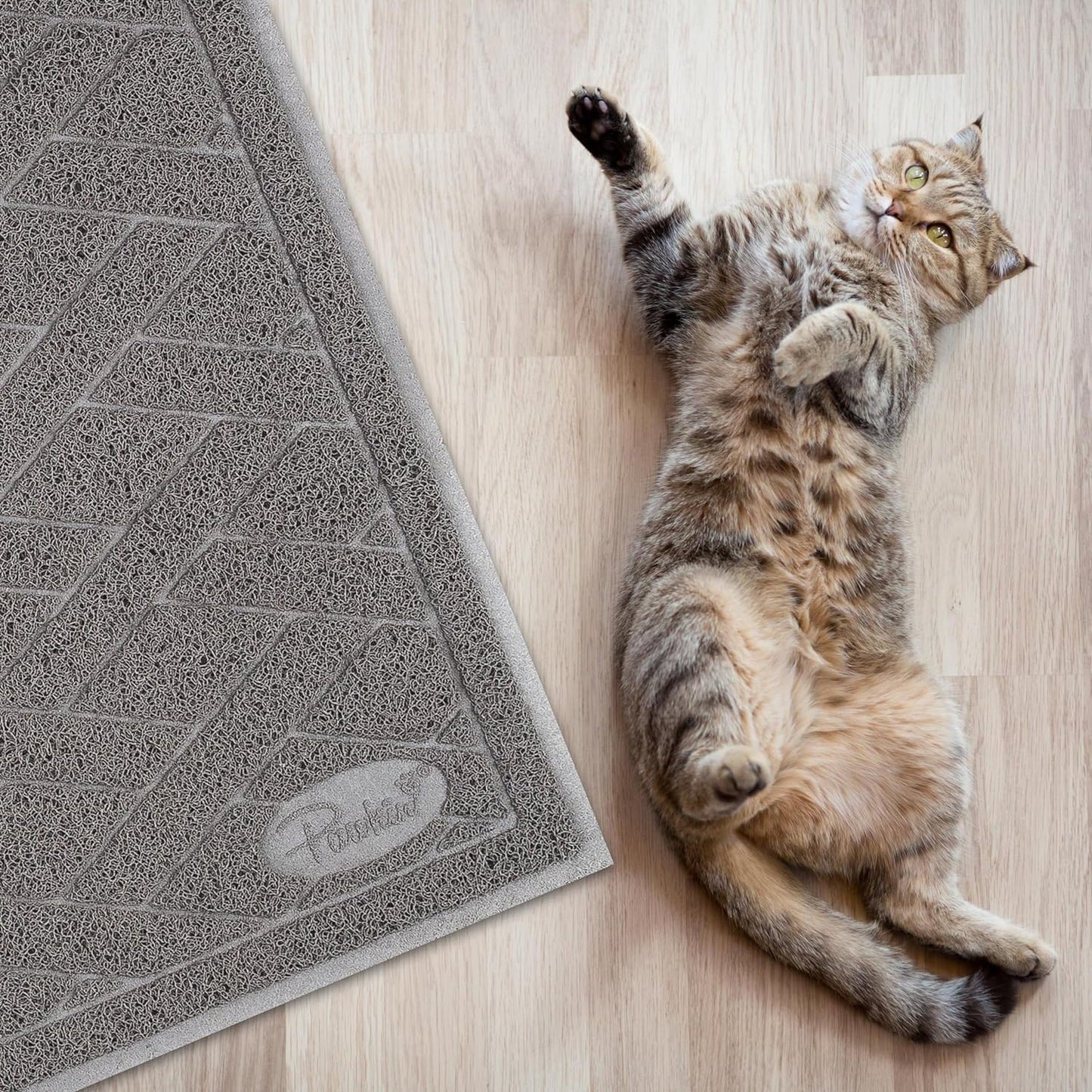 Pawkin Cat Litter Mat, Jumbo XX-Large, 4x3 Feet, Fits Two Litter Boxes or Extra Coverage for One Box, Gray