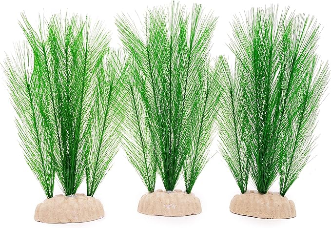 BEGONDIS 3Pcs Aquarium Decorations Fish Tank Artificial Green Water Plants Made of Silk Fabrics Plastic