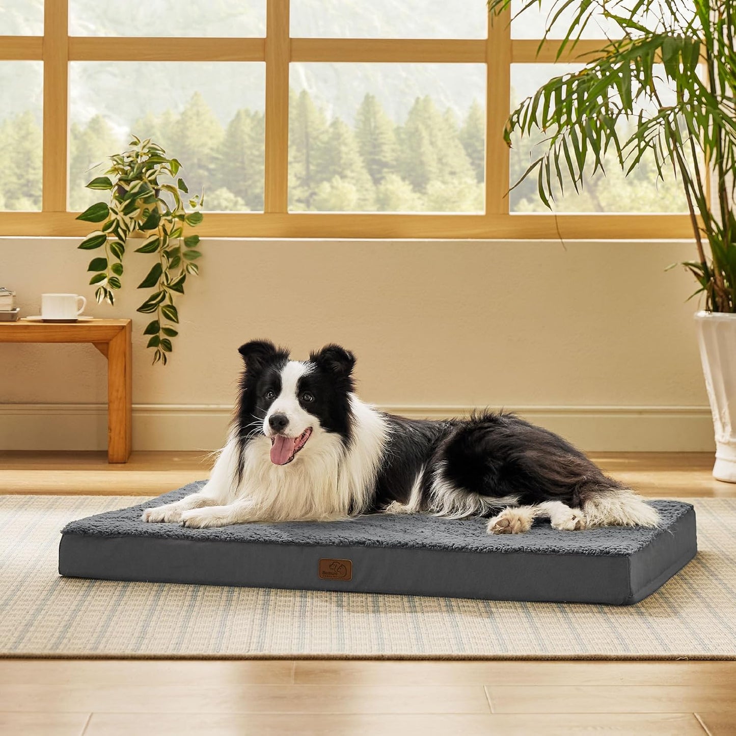 Bedsure Dog Beds Large Sized Dog - Orthopedic Flat Pet Beds with Removable Washable Cover, Egg Crate Foam Puppy Mat, Suitable for Pet Up to 65 lbs