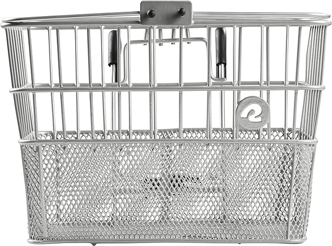 Retrospec Apollo Detachable Front Bike Basket Steel Half-Mesh with Integrated Detachable Hooks and Built-In Handle, Easy Assembly and Portability for Bicycles