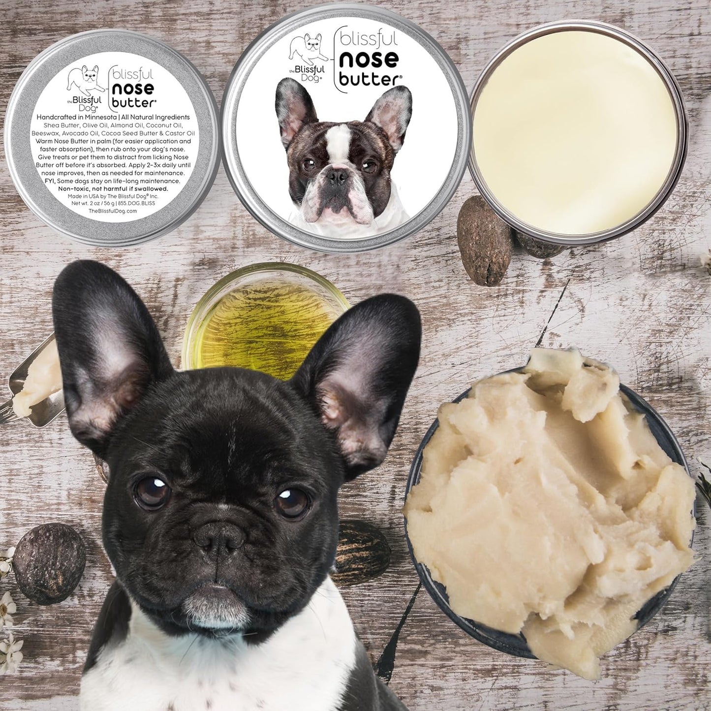 The Blissful Dog French Bulldog Pied Unscented Nose Butter - Dog Nose Butter, 4 Ounce