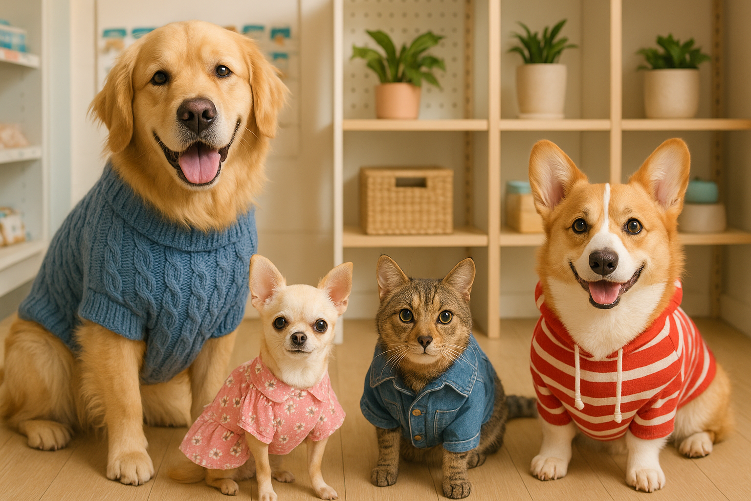 pets wearing pet clothes